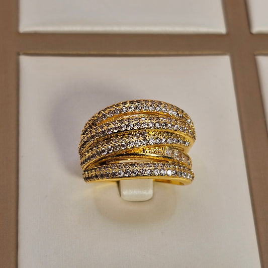 Anillo Baño de Oro Cristal Austriaco Destellos