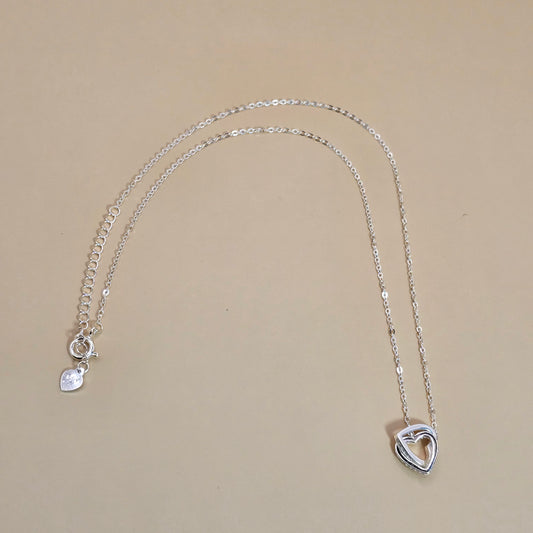 Collar Plata 925 Doble Corazon
