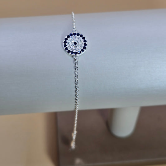 Pulsera Plata 925 Ojo Turco Circulo