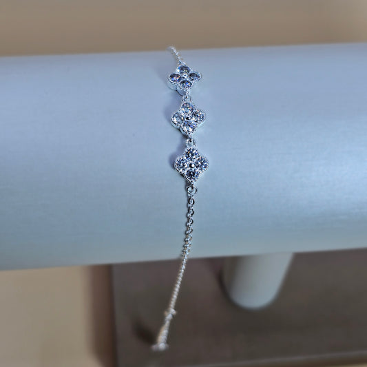 Pulsera Plata 925 Triple Trebol