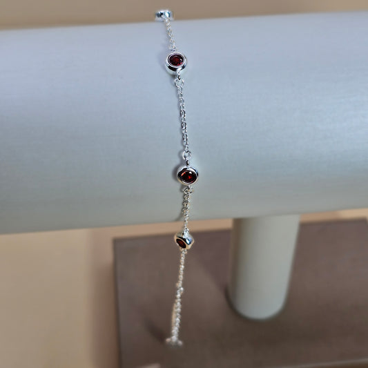 Pulsera Plata 925 Punto de Luz Rojo