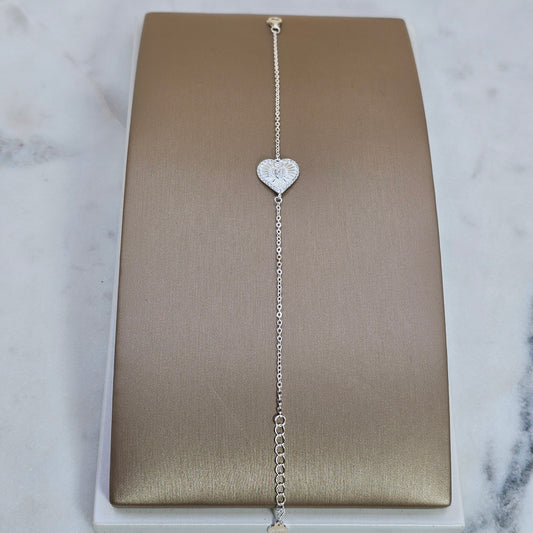 Pulsera Plata 925 Corazon Destellos