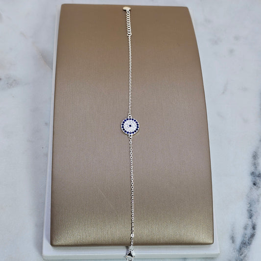 Pulsera Plata 925 Ojo Turco Circulo