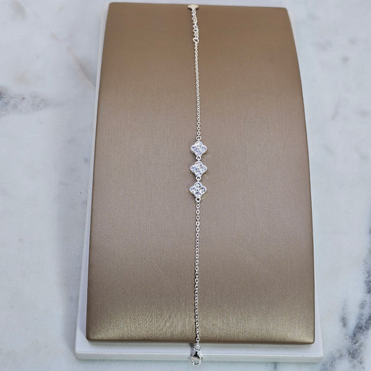 Pulsera Plata 925 Triple Trebol