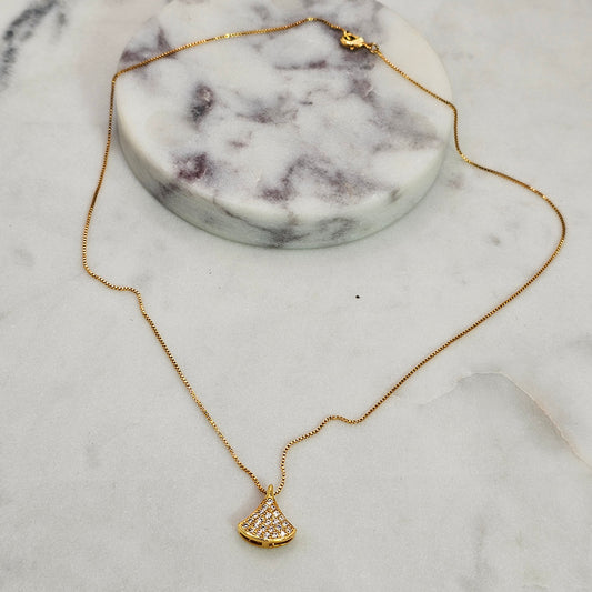 Collar Baño de Oro Sutil Abanico