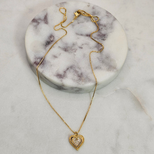 Collar Baño de Oro Sutil Corazon Relleno