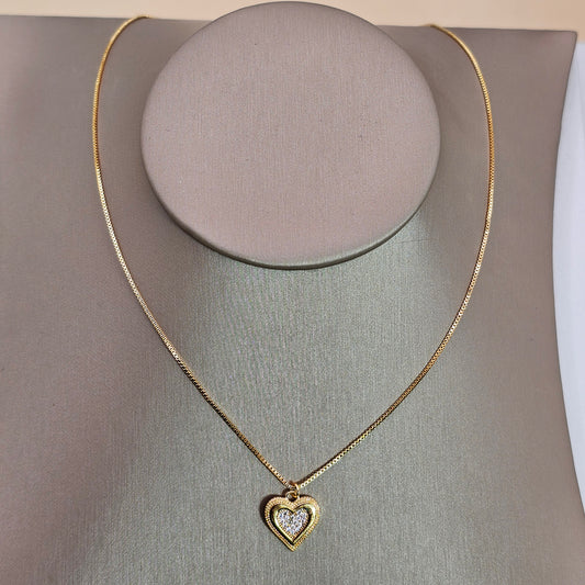 Collar Baño de Oro Sutil Corazon Relleno