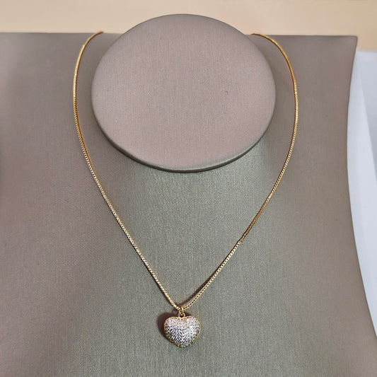 Collar Baño de Oro Sutil Corazon en Volumen