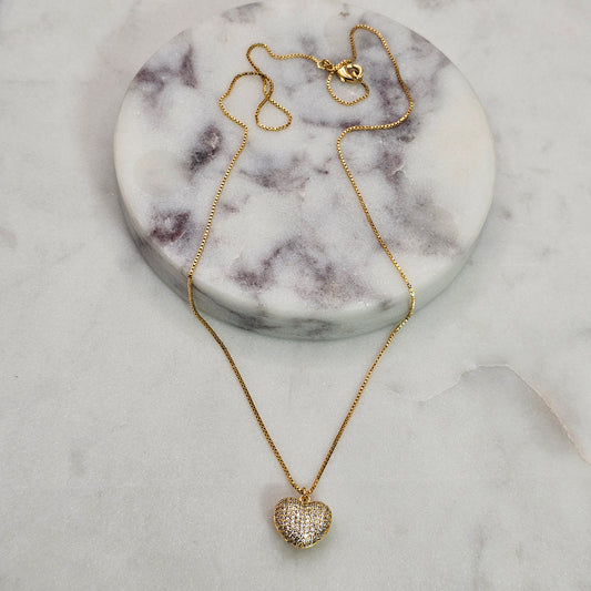 Collar Baño de Oro Sutil Corazon en Volumen
