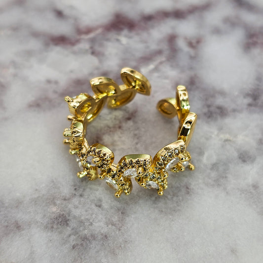 Anillo Baño de Oro Cristal Austriaco  Pequeños Petalos