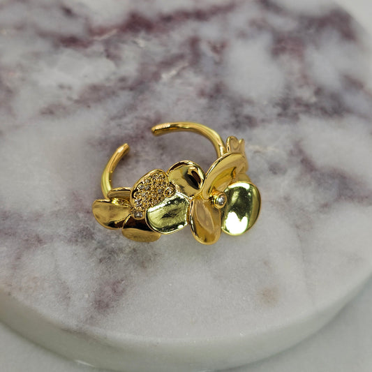Anillo Baño de Oro Cristal Austriaco Anillo Flor