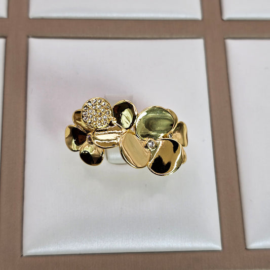 Anillo Baño de Oro Cristal Austriaco Anillo Flor