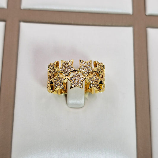 Anillo Baño de Oro Cristal Austriaco Pequeñas Estrellas