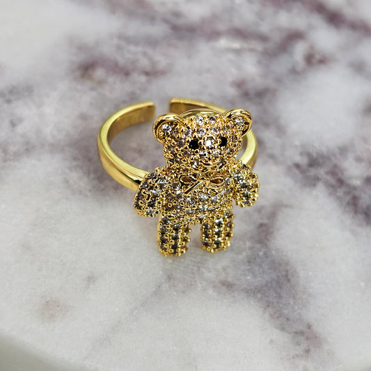 Anillo Baño de Oro Cristal Austriaco Osito