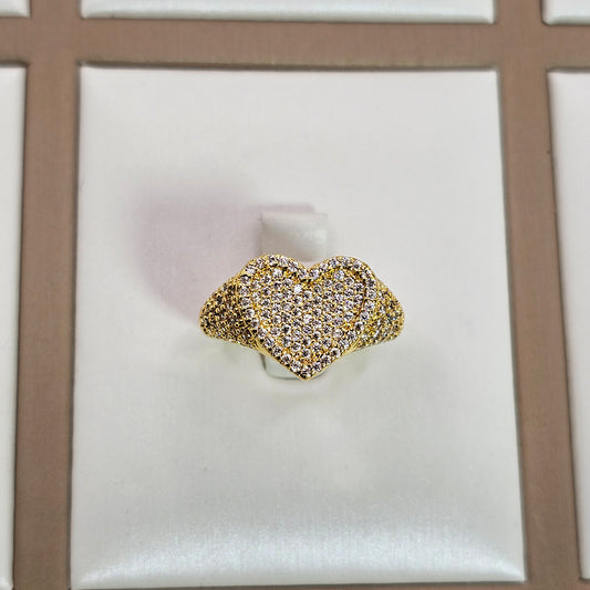 Anillo Baño de Oro Cristal Austriaco Corazon Cristales