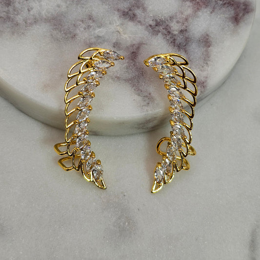Aro Baño de Oro Cristal Austriaco Trepador Pluma