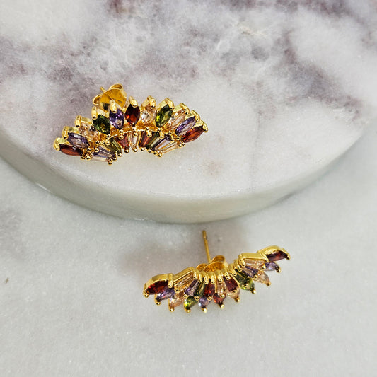 Aro Baño de Oro Cristal Austriaco Abanico Multicolor