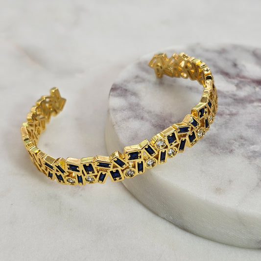 Pulsera Baño de Oro Cristal Austriaco Diseño Geometrico