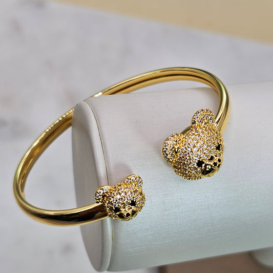 Pulsera Baño de Oro Cristal Austriaco Doble Osito