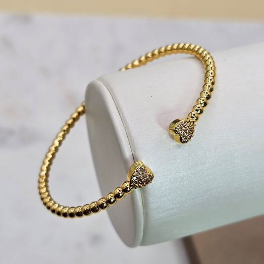Pulsera Baño de Oro Cristal Austriaco Esferas Corazon