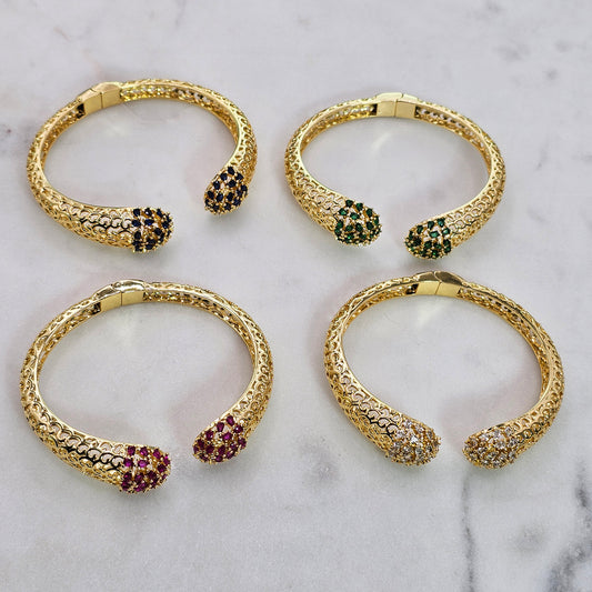 Pulsera Baño de Oro Cristal Austriaco Diseño Calado