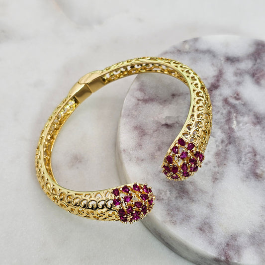 Pulsera Baño de Oro Cristal Austriaco Diseño Calado