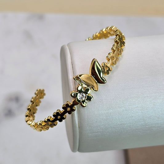 Pulsera Baño de Oro Cristal Austriaco Jardin Mariposa