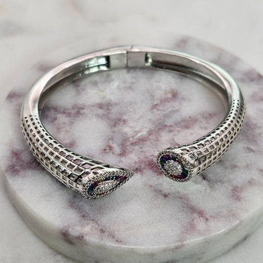 Pulsera Baño de Plata Rodinada Cristal Austriaco Esclava Formas