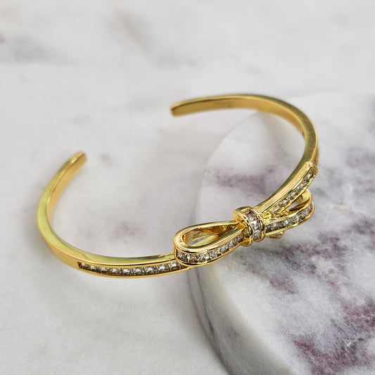 Pulsera Baño de Oro Cristal Austriaco Lazo