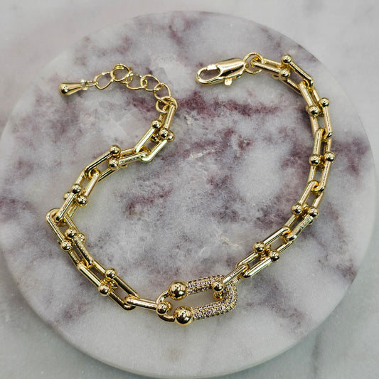 Pulsera Baño de Oro Cristal Austriaco Eslavones Tifany