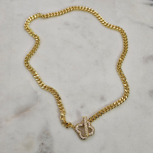 Collar Baño de Oro Broche Trebol