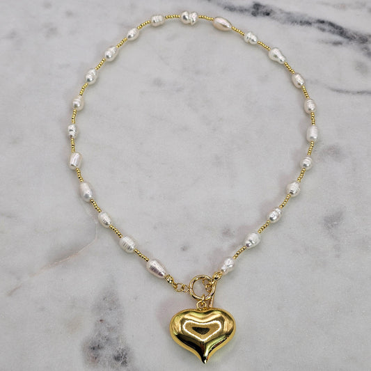 Collar Baño de Oro Broche Corazon