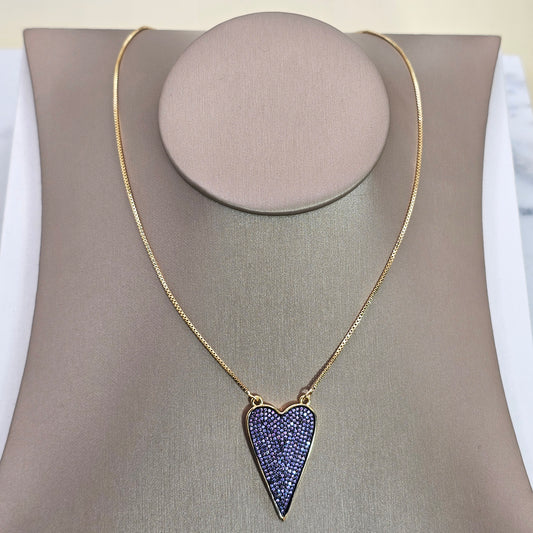 Collar Baño de Oro Cristal Austriaco Corazon Imperial