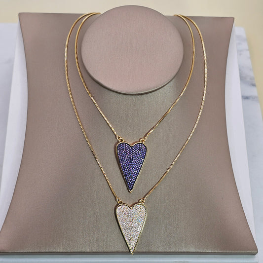 Collar Baño de Oro Cristal Austriaco Corazon Imperial
